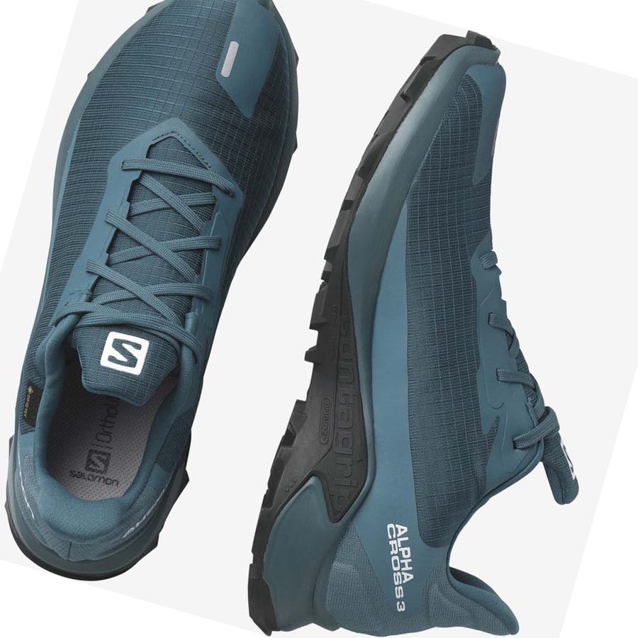 Salomon ALPHACROSS 3 GORE-TEX Trail Futócipő Férfi Kék | HU 2087RVD